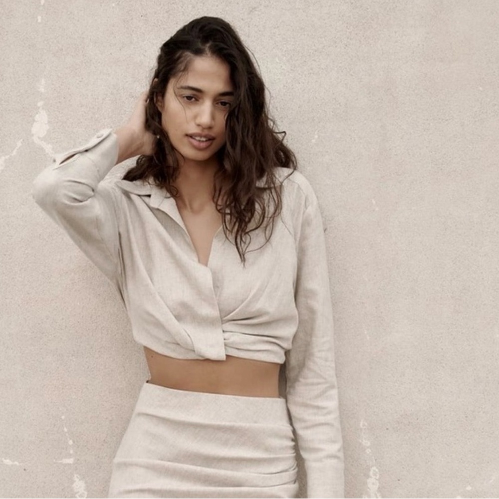 Zara Cream Linen Blouse